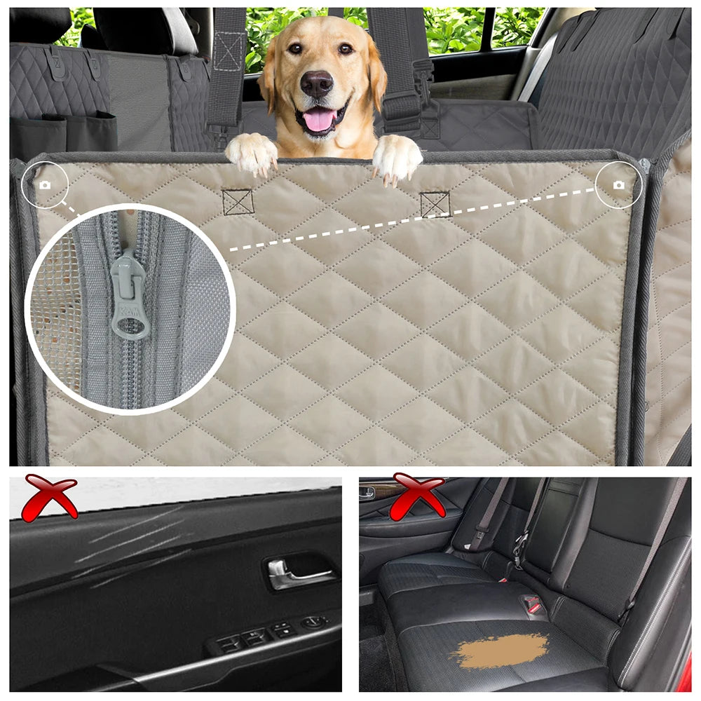 PETRAVEL Dog Car Seat Cover Waterproof Pet Travel Dog Carrier Hammock Car Rear Back Seat Protector Mat Safety Carrier for Dogs